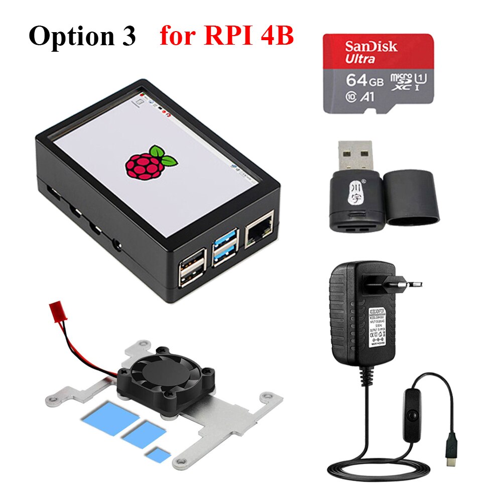 Raspberry Pi 4 Model B 3.5 inch Touch Screen 480*320 MHS FPS 50+ Display LCD With Cooling Fan For Raspberry Pi 4B 3B 3 B+: Option 3