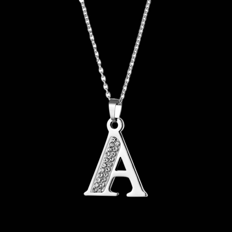 modisch Edelstahl Zirkon A-Z Alphabet Anhänger Kette Halskette Für Frauen Männer Punk Initial Buchstaben Name Halskette Schmuck