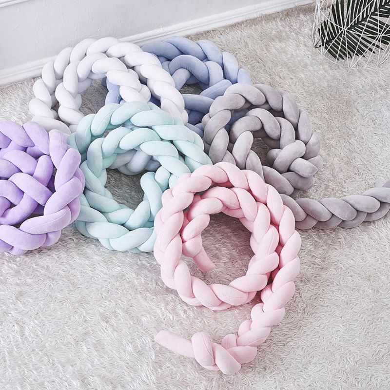 Gevlochten Wieg Bumper Geknoopt Gevlochten Pluche Babybedje Bumper Pasgeboren Kid Bed Slaap Bumper Nursery Cradle Decor Kussen