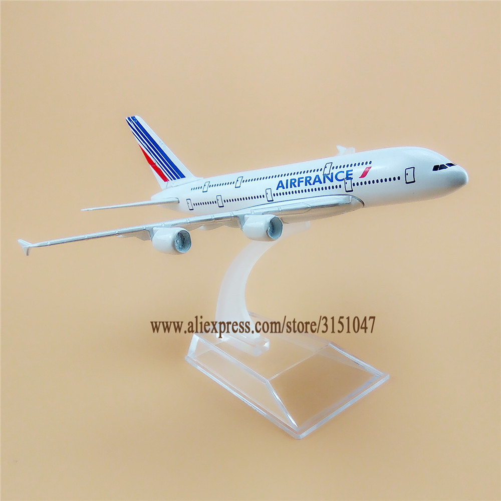 Alloy Metal Air France Airlines A380 Airplane Model AirFrance Airbus 380 Airways Plane Model Stand Aircraft Kids 16cm