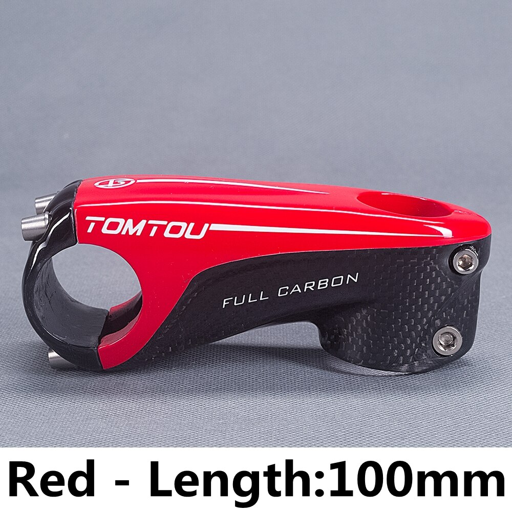 TOMTOU-eje de carbono 3k, ultraligero, para manillar de bicicleta de carretera, 31,8mm, tenedor de bicicleta de montaña, 28,6mm, rojo-T96U58: 100MM