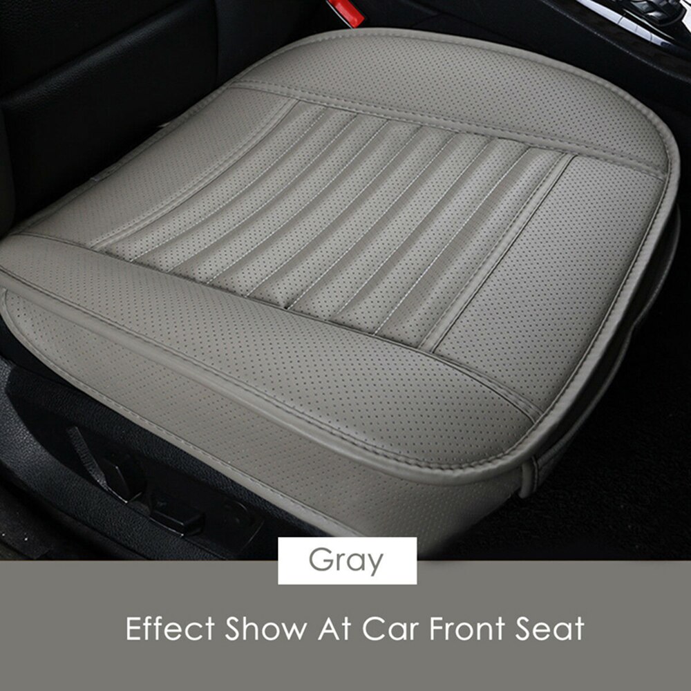 Car Front Seat Cushion Auto Seat Pad PU Leather Seat Pad Breathable Cushion Protection Pad Memory Foam Non-Slip Cushion Pad: Gray
