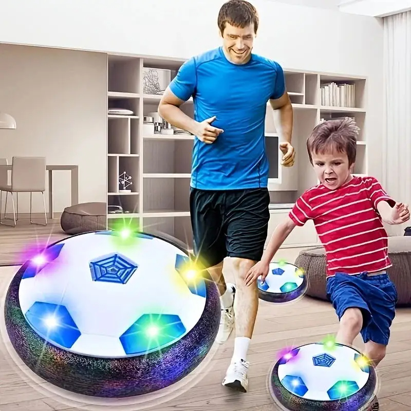 Svävarfotboll pojkleksaker luftfotboll med ljus inomhus flytande boll med skumstötfångare perfekt födelsedagsjul för barn