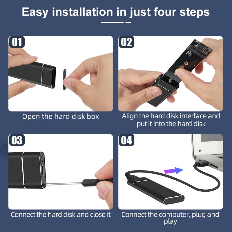 Boîtier pour disque dur SSD SATA NGFF M2, boîtier externe M.2 à type-c USB 3.1, Support 2230, 2242, 2260, 2280