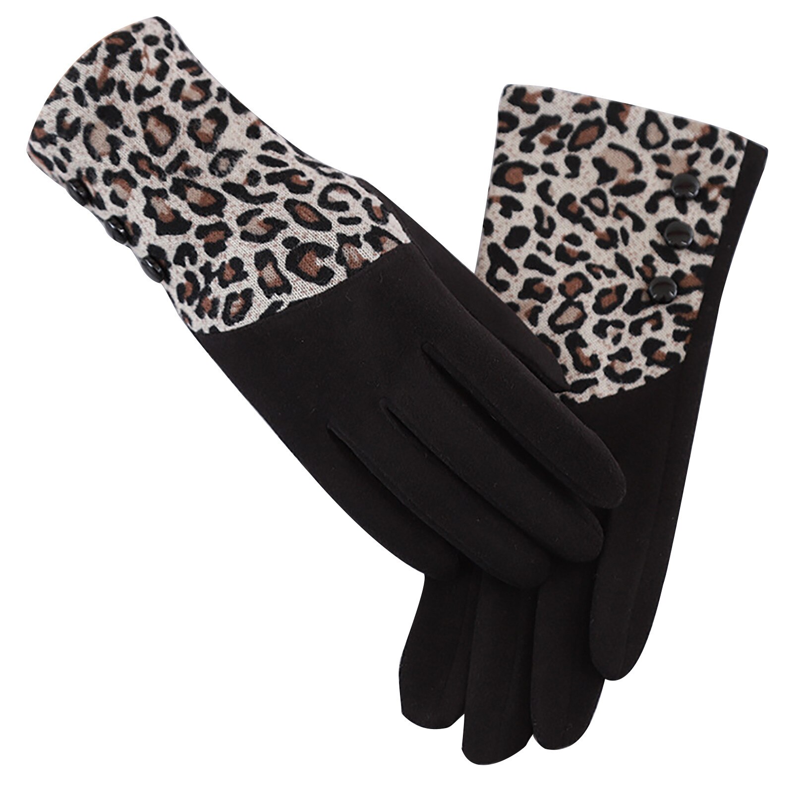 Luipaard Print Vrouwen Handschoenen Winter Vrouwen Handschoenen Met Fleece T-Ouch Scherm Voor Wijsvinger Rijden Handschoenen Guantes invierno: BK