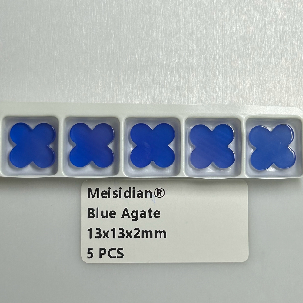 Meisidian flor ágata negra cornalina roja 13X13X2mm piedra de trébol de ónix: Azul