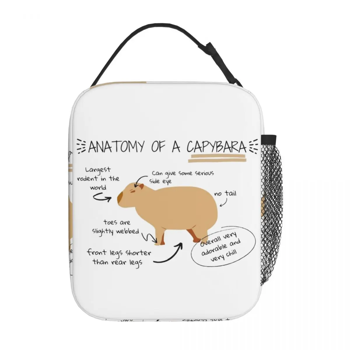 Bee And Capybara Thermal Insulated Lunch Bags for Travel Bee Cappy Reusable Food Container Bags Cooler Thermal Lunch Boxes: Brown