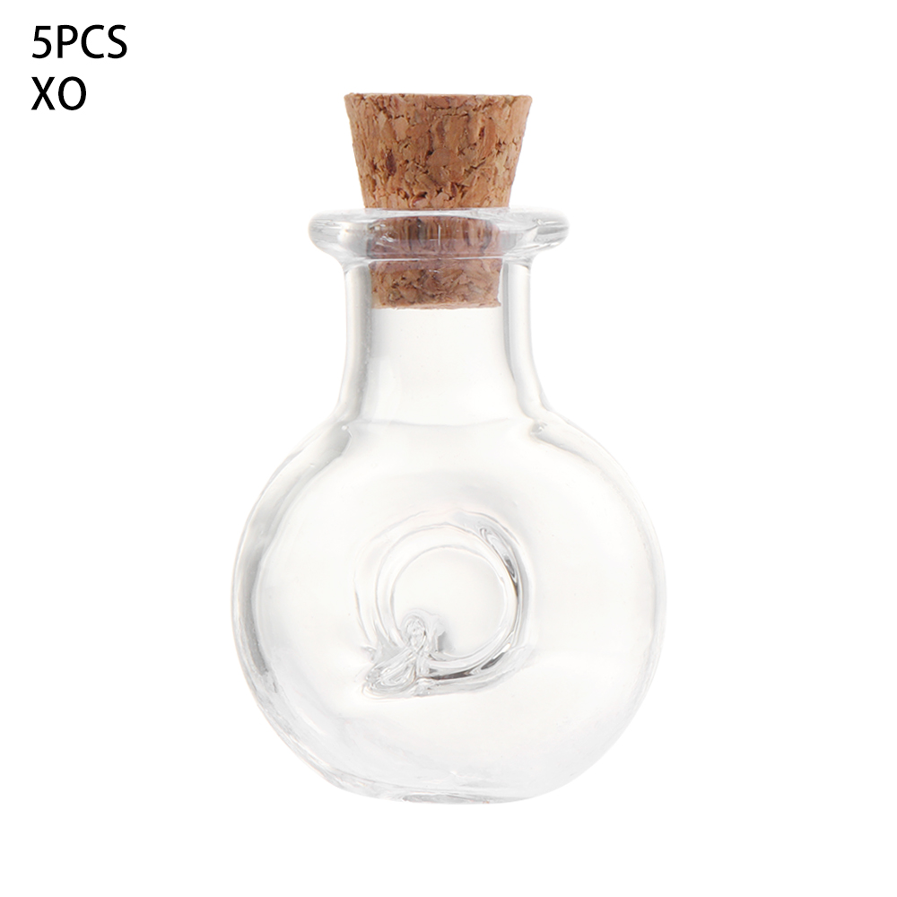 5 stk mini glas ønskeflasker korkprop tomme prøvekrukker opbevaringshætteglas gør-det-selv vedhæng hjemmepynt bryllup forsyninger: Xo