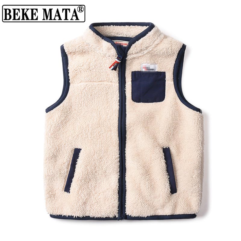 BEKE MATA gilet di lana di agnello per ragazza spessa doppio strato cerniera bambino ragazzo gilet bambini inverno senza maniche capispalla abbigliamento per bambini