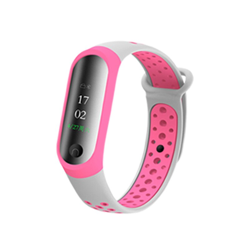 Silicone Smart Sports Bracelet For Xiaomi Mi Band 3 Fitness Bracelet Wristband Watch Band For Millet Bracelet 3 Wearable Devices: Gray pink