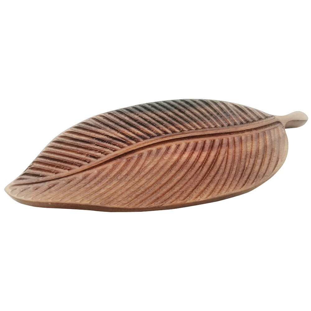 Plato de madera con patrón de hojas tallado a mano, plato de fruta, platillo, bandeja de té, postre, cena, Pan, platos de madera japoneses de forma Irregular