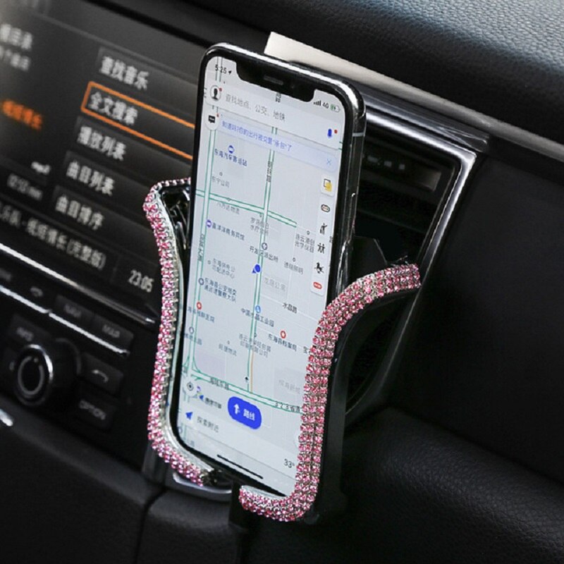 Crystal Diamond Universal Car Phone Holder Bling Rhinestone Car Air Vent Mount Stand Mobile Phone GPS Holder For iPhone Samsung