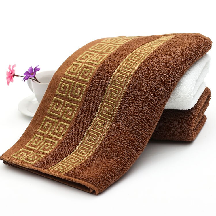 100% Katoenen Geborduurde Handdoek Sets Bamboe Beach Badhanddoeken voor Volwassenen Luxe Zacht Gezicht Handdoeken 35*75 cm: Bruin