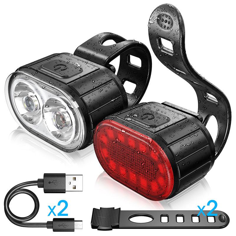 Luces de bicicleta, lámpara LED para bicicleta de montaña, luz delantera y trasera, recargable por USB, luz trasera para bicicleta, lámparas impermeables para ciclismo: Rojo