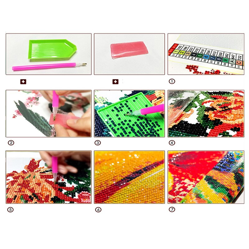 5D DIY Diamond Painting Colorful Rose Embroidery Paint Cross Stitch Craft