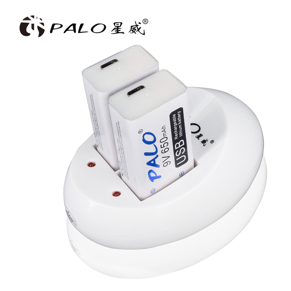 PALO 300mAh 9V NIMH batterie Rechargeable 6F22 9V couronne batterie + 9V chargeur de batterie pour 9V NI-MH Li-ion Batteries rechargeables