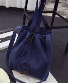 Handtas Canvas Tas Met Lederen Handtas Schoudertas: Blauw