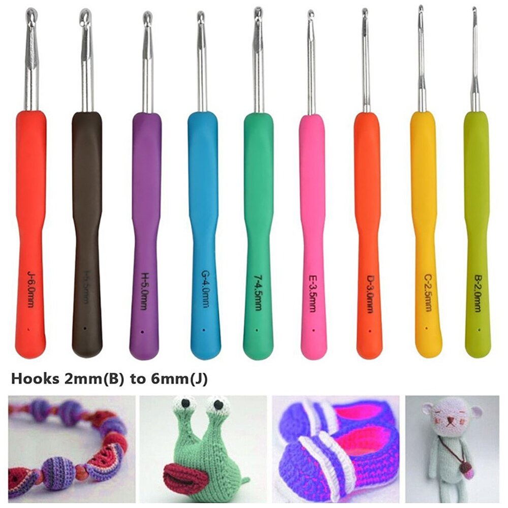 Haak Naalden Sets Ergonomie Handvat Garen Weave Breinaalden Haken Schaar Heersers Stitch Breien Accessoires Set Voor Moeder