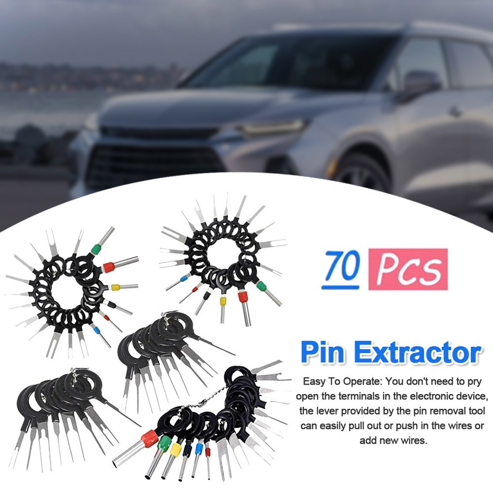 70pcs/Set Car Plug Terminal Pin Puller Tool Wire Release Connector Terminal Removal Pin Puller Durable Portable Electrical