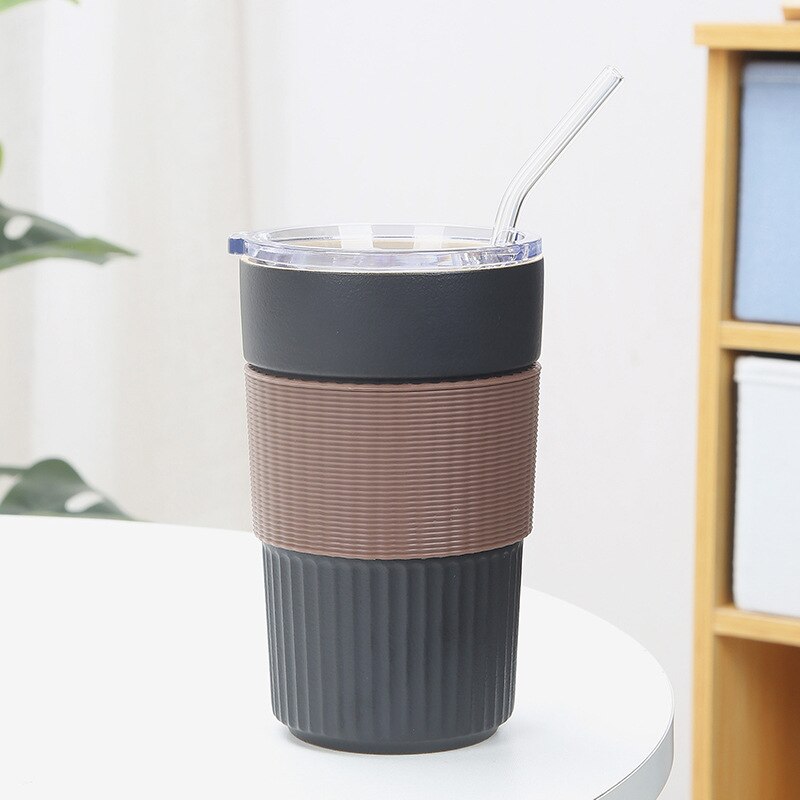 Thermische Isolatie Hittebestendig Mark Koffie Porseleinen Beker Met Deksel En Stro Creatieve Auto: D