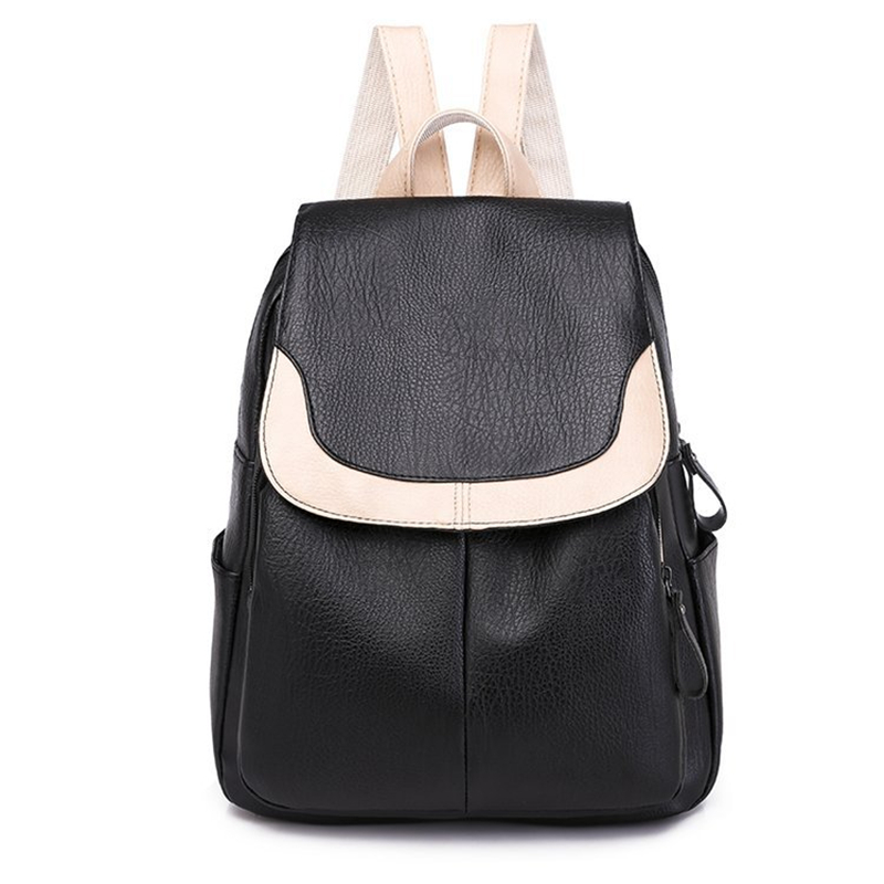 nueva mochila de para mujeres de de varias telas con cuero mochilas para chicas adolescentes bolso de hombro de colegio antirrobo Bagpac: black