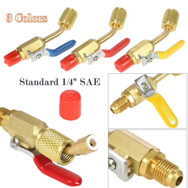 3Pcs Shut-off Valve Air conditioning Replacement 1/4" SAE Copper R410A