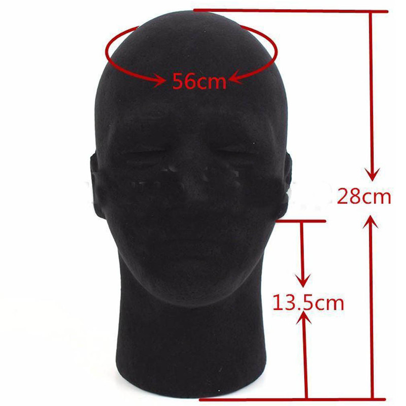 Cabeza de Maniquí de espuma negra para hombre, modelo de cabeza de Maniquí de espuma de poliestireno, peluca, gafas, sombrero, soporte de exhibición, de