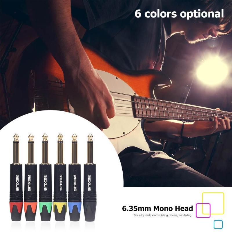 6.35mm Mono Jack Male Plug Connector DIY Soldering Plug for Microphone Support