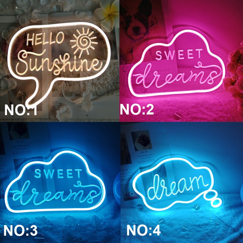 Neon Sign Alien Peach Shaped Wall Hanging Lights for Home Children's Room Ice Cream Night Lamps Xmas Party Art Decor: Cloud2 / 3