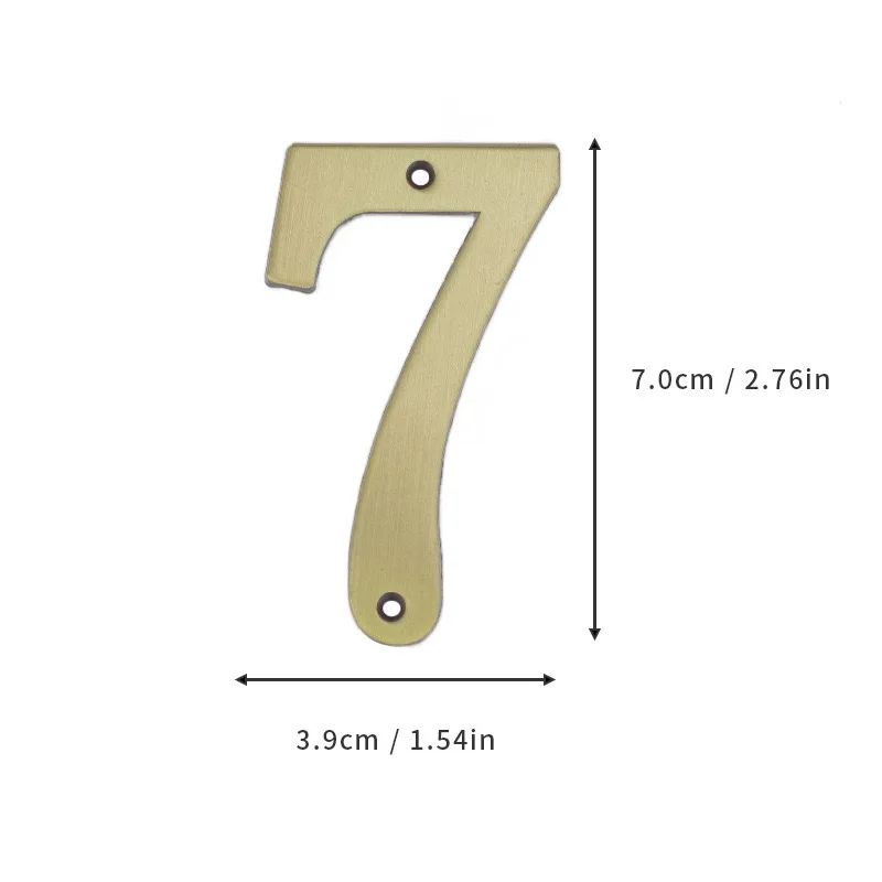 7cm Bronze House Number Sticker backside Metal Doorplate Home Door Plaque Numbers Sign For Mailbox Street: Brown
