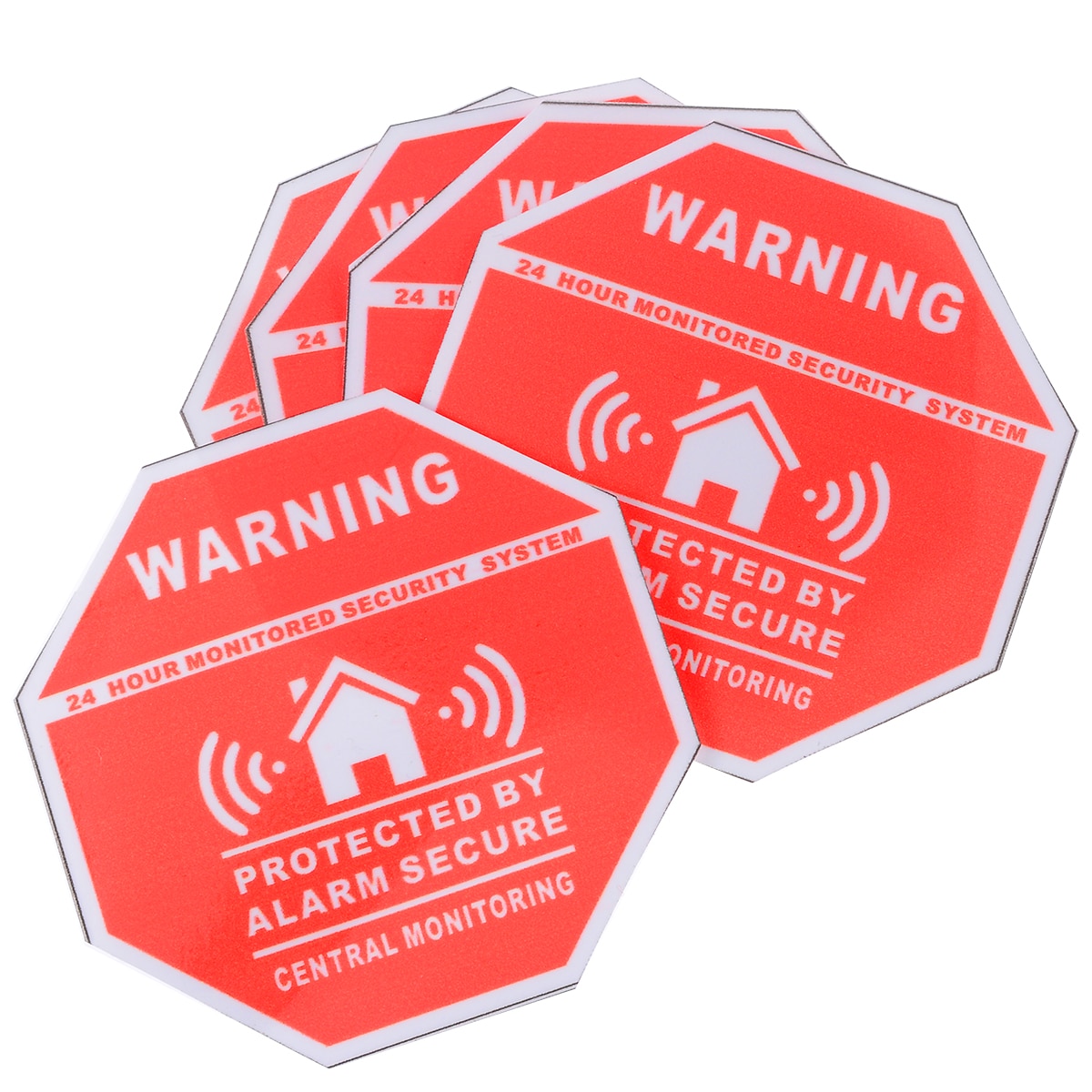 5pcs Home Alarm Security Decals Warning Signs Sticker Window Door Stickers 7.5*7.5cm For Household Safety Supplies