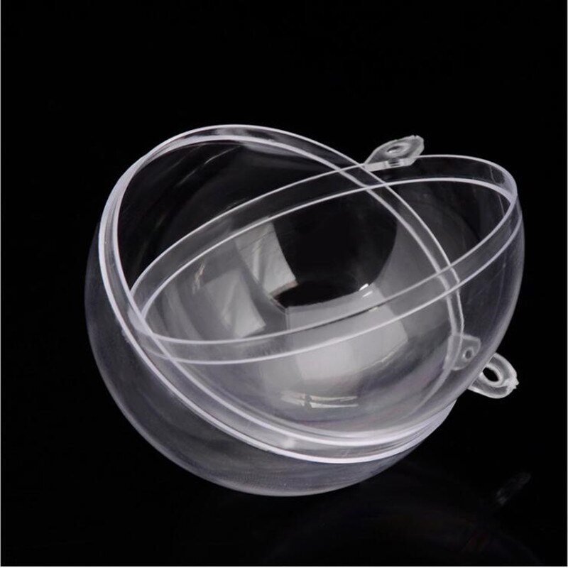 50pcs/pack Diameter=8cm High Transparent Plastic Hollow Ball Christmas Ball Ornament Candy Box Immortal Flower Hanging Globe