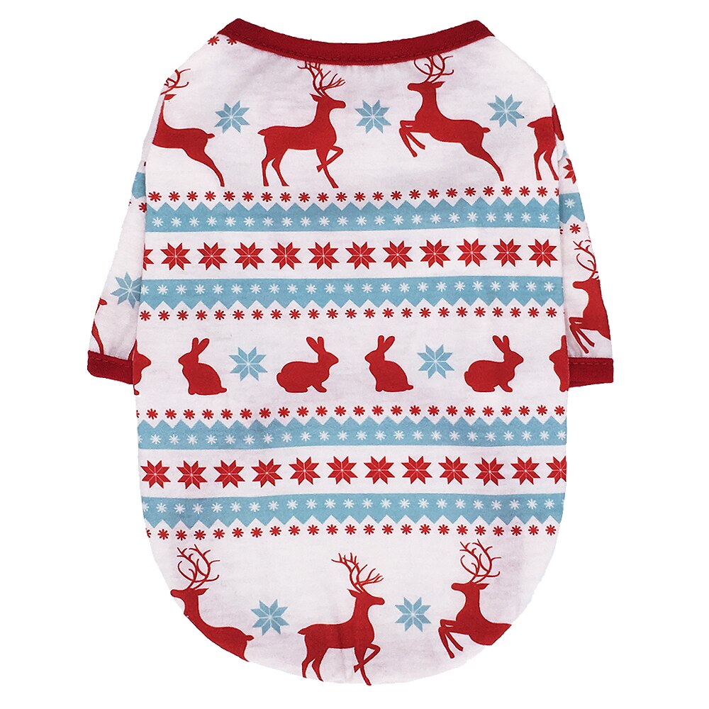 Christmas Dog Clothes Cotton Pet Clothing Hoodies For Small Dogs Cats Vest Shirt Puppy Dog Costume Chihuahua Yorkies Outfit: White / L