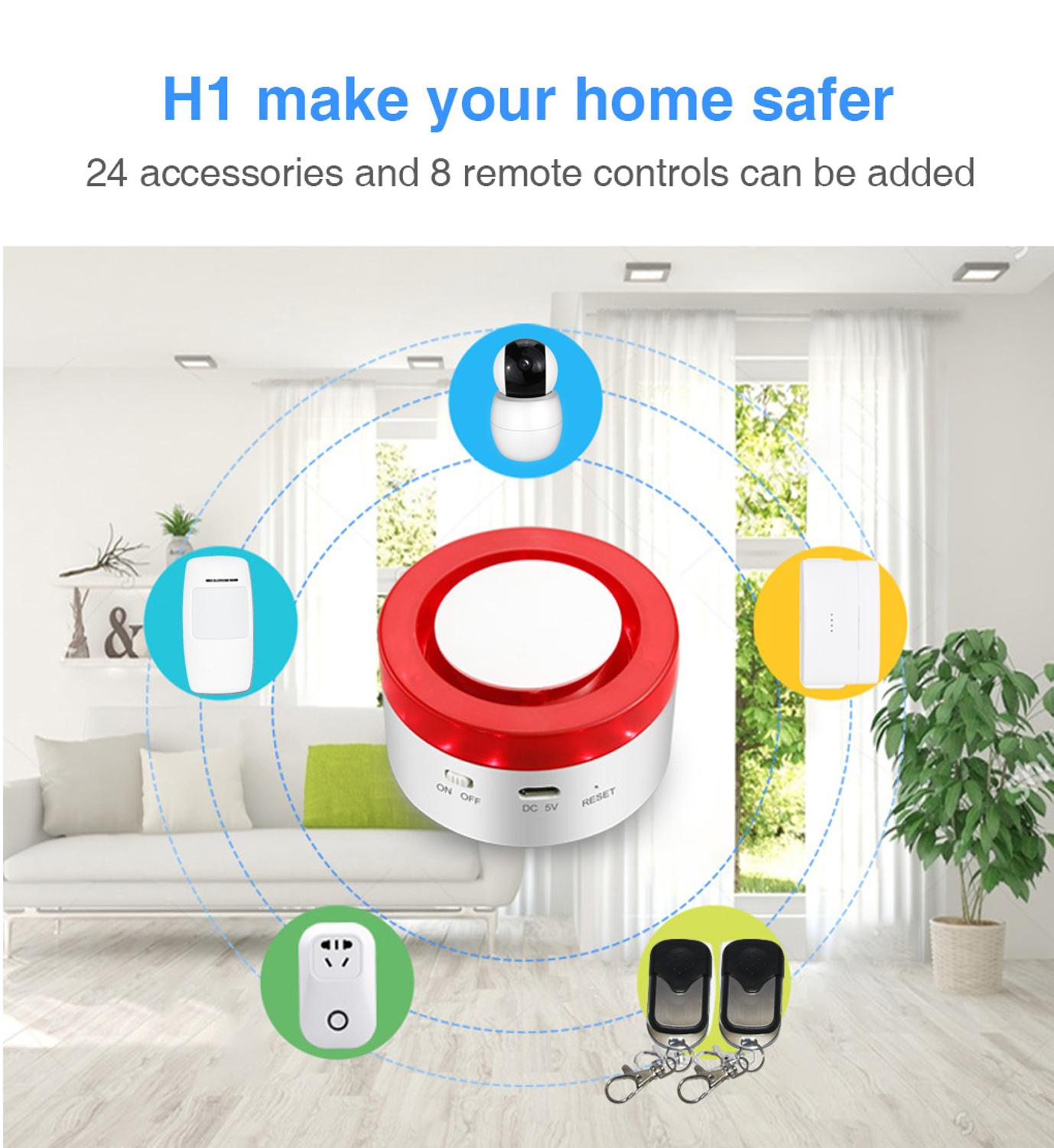 Tuya Smart WiFi Home Security Alarm System 433MHz Wireless Strobe Siren Alarm Compatible W Alexa Google Home smartlife APP