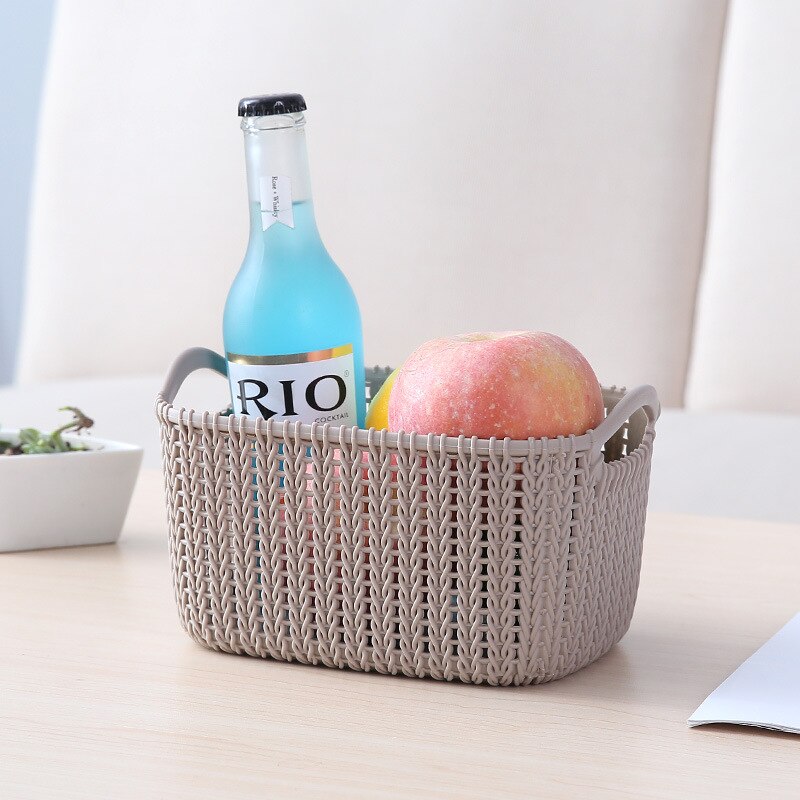 Imitation of the cane makes up receive basket plastic hollow out desktop clutter carrying basket bathroom clothes cosmetics