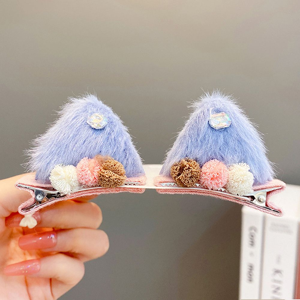 Pinzas para el pelo de felpa con forma de orejas de gato para niños, horquillas con lazo para bebé, accesorios para el cabello, accesorios para fotos, horquillas de bola de felpa: P