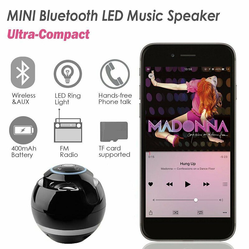 Ronde Bal Bluetooth Speaker Draagbare Nonwaterproof Draadloze Speaker Luidspreker Voor Badkamer Zwembad Auto Strand Outdoor Party