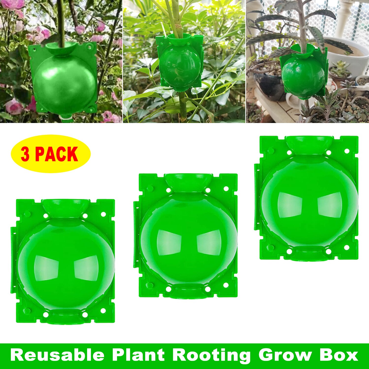 1/3/5/Pcs Plant Root Ball Green Root Graft Growing Box Breeding Case Plant Root Device Layer Pod High Pressure Balls for Garden: 3Pcs Green