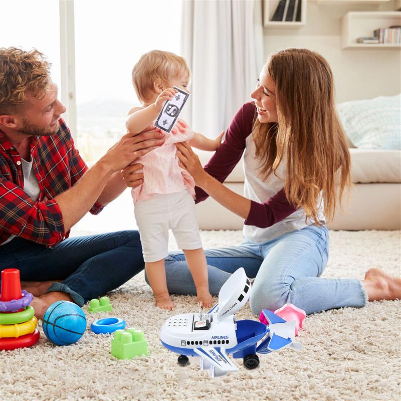 Giocattolo salvadanaio alimentato a batteria con riconoscimento facciale a forma di aereo da 1pc