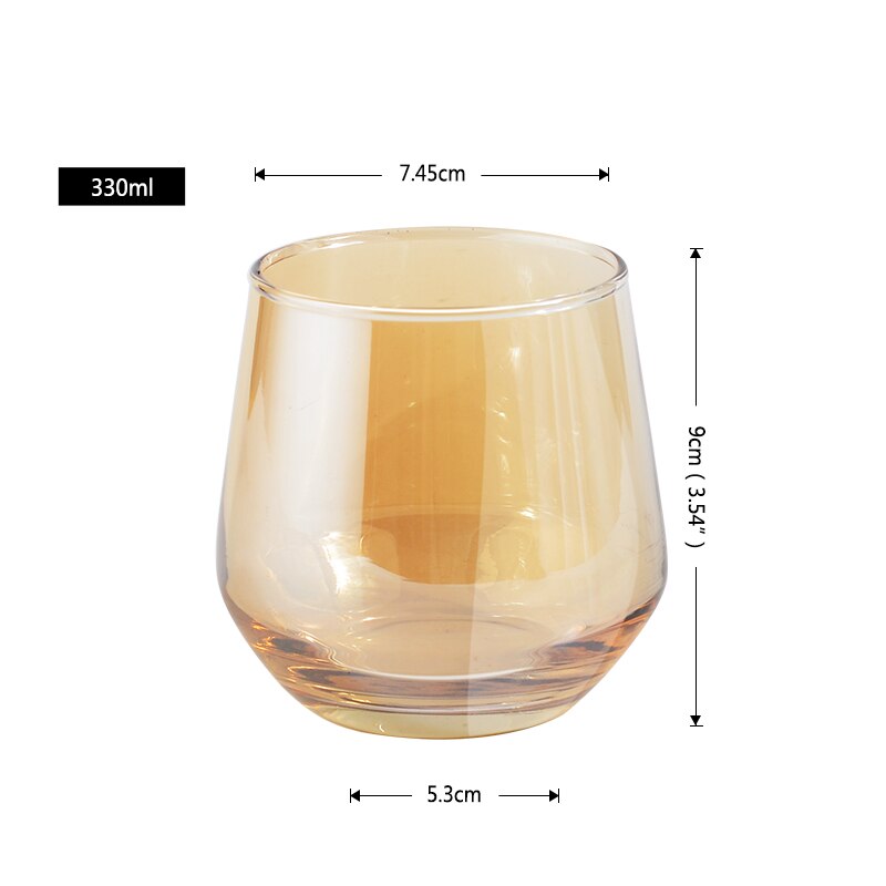 Gobelet à eau en verre, artisanal rond, plaqué or, verre à vin, grande capacité, verres à jus, whisky, Vodka, pour Bar et Restaurant: 330ML