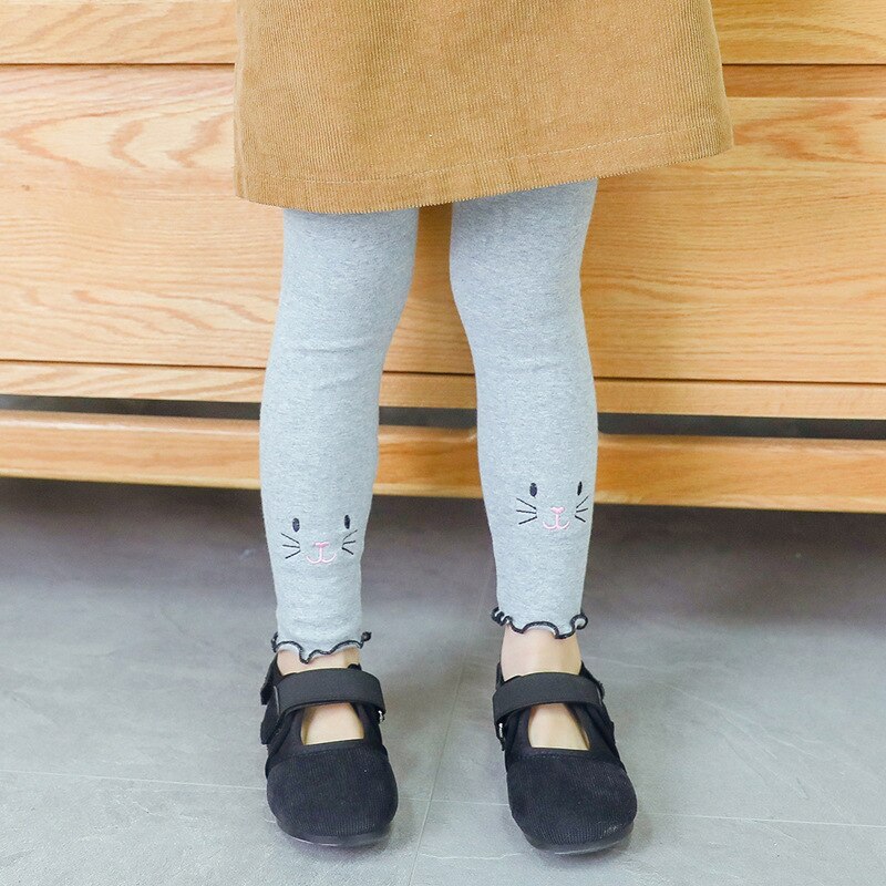 Stile della corea di Autunno della Molla Dei Bambini Delle Ghette del Cotone Della Stampa del Gatto Delle Ragazze Pantaloni Lunghi Abbigliamento Bambini