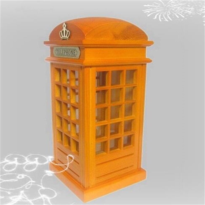 Ren håndlavet retro jern telefonboks med ure og antik telefonstudio tøjbutik dekoration 3: Orange