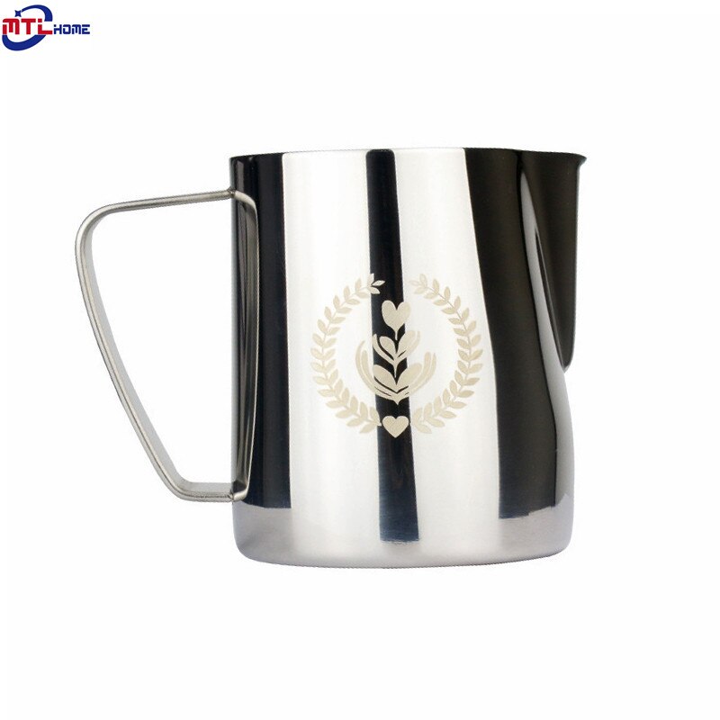 304 Roestvrij Staal Handmatige Motta Melkkan Frother Latte Art Cup Melk Opschuimen Werper Creamer Melkschuim Maker Melkopschuimer: titanium silver logo / 350ml