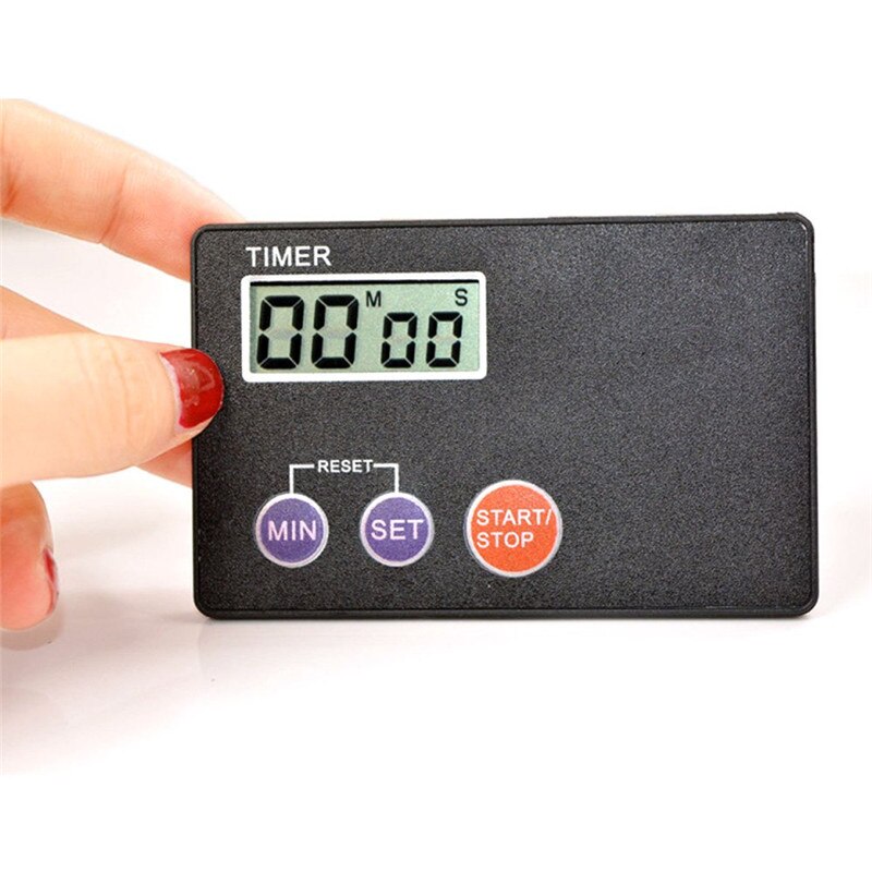 Portable Credit Card Size Digital Lcd Timer Loud Alarm Clock Countdown Timer for Kids Baking Exercise Game: Black