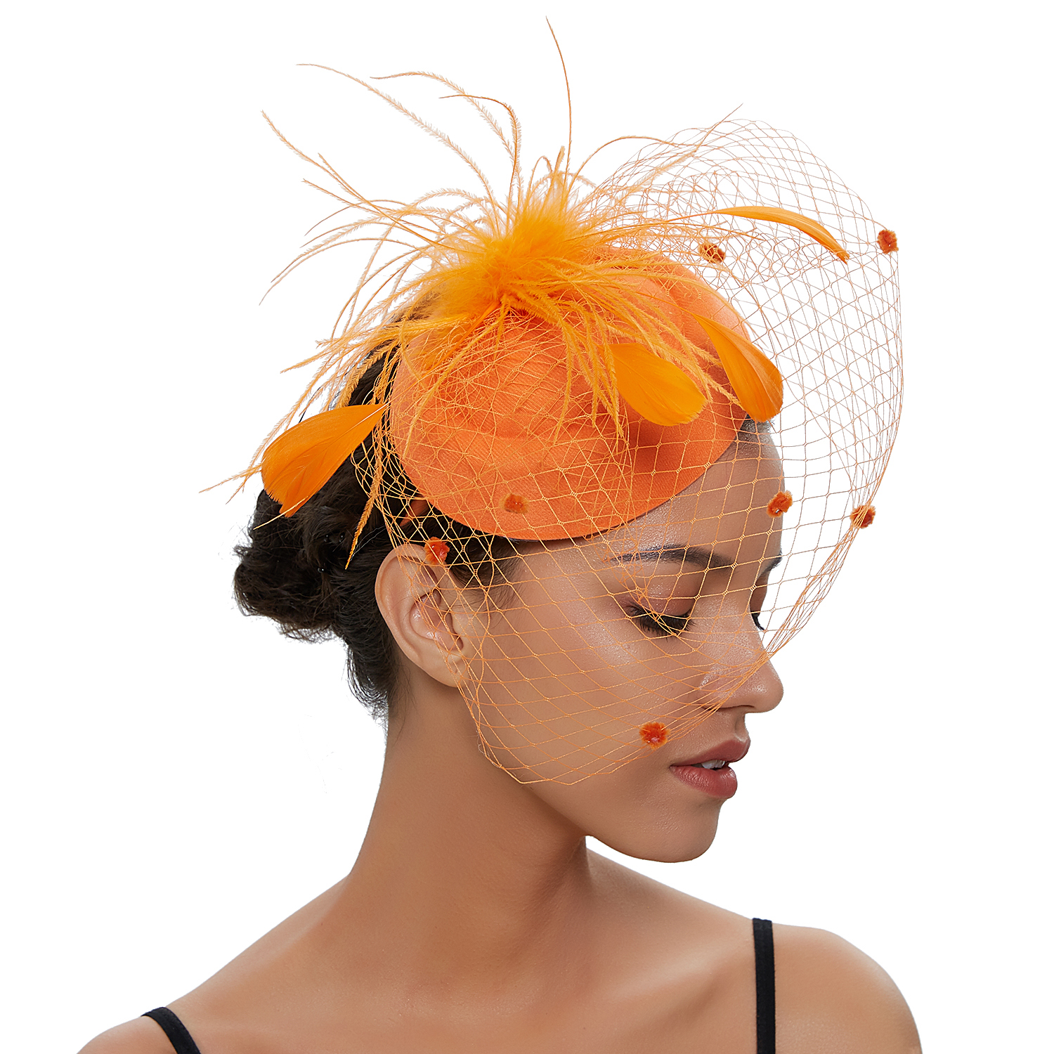 Womens Vilt Tovenaar Hoed Visnet Sluier Kleine Pluche Golf Punt Decor Haarspeldjes Bruiloft Bruids Cocktail Hoofddeksels Tovenaar: Blauw