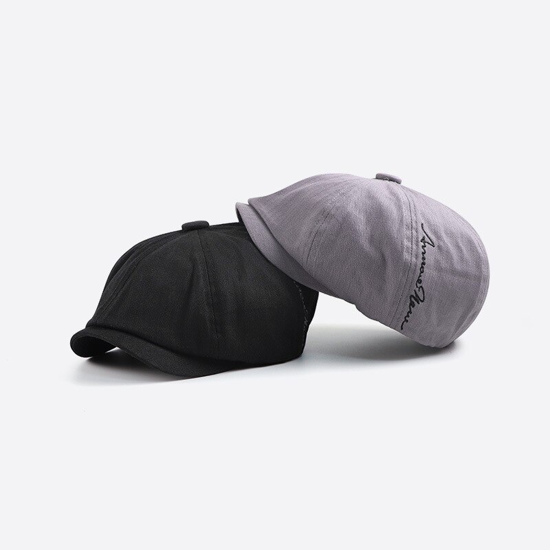 Wuaumx solid bomull åttakantig hatt män kvinnor vintage tidningspojke keps detektiv målare hattar retro platt keps ledig basker hatt casquette