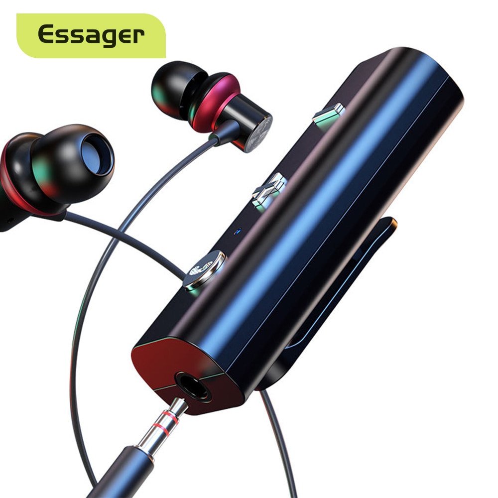 Essager Bluetooth 5.0 Receiver Draadloze Adapter Voor 3.5 Mm Jack Oortelefoon Speaker Hoofdtelefoon Bluetooth Aux Audio Muziek Zender