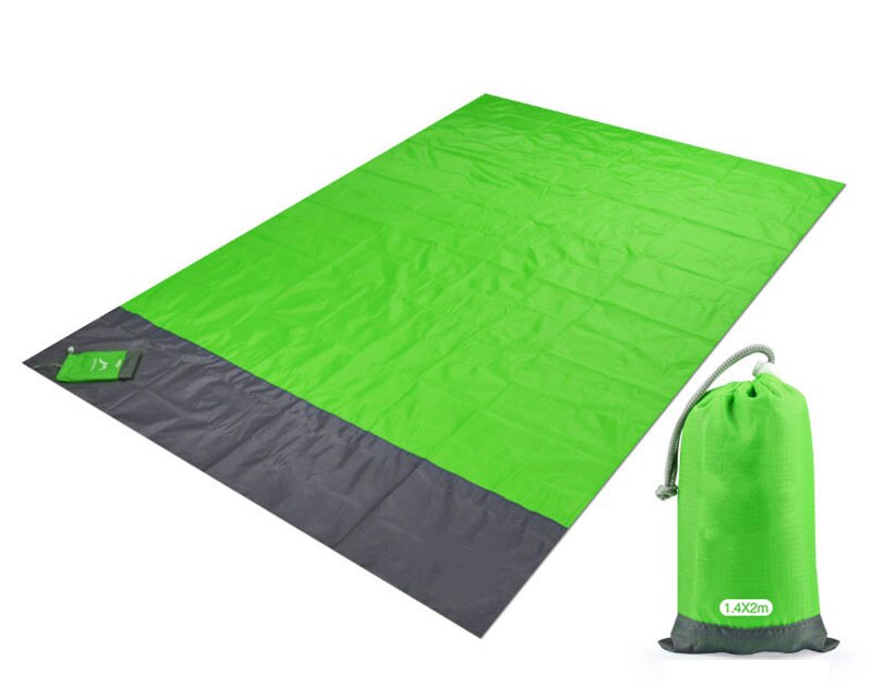 Couverture de plage à poches étanches 2x2.1 m, matelas pliant, Portable et léger, tapis de pique-nique en plein air,: green / 200x140cm