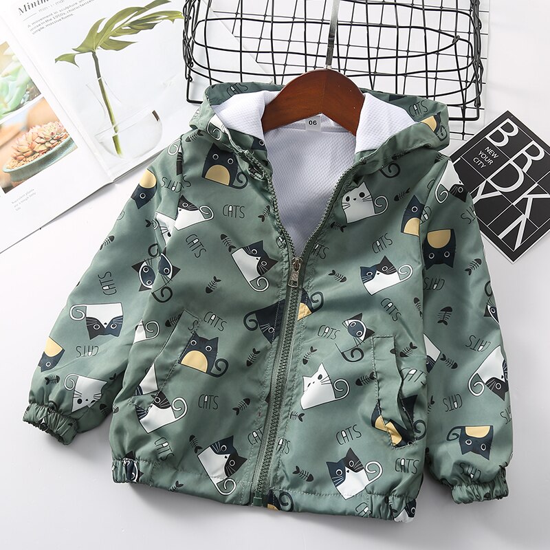 BBD Kids Coat Spring Autumn Boys Hooded Cartoon Oxford Jacket Active Streetwear Infants 2 3 4 5 6 Years Delicate Clothes: A2-as picture / 7T