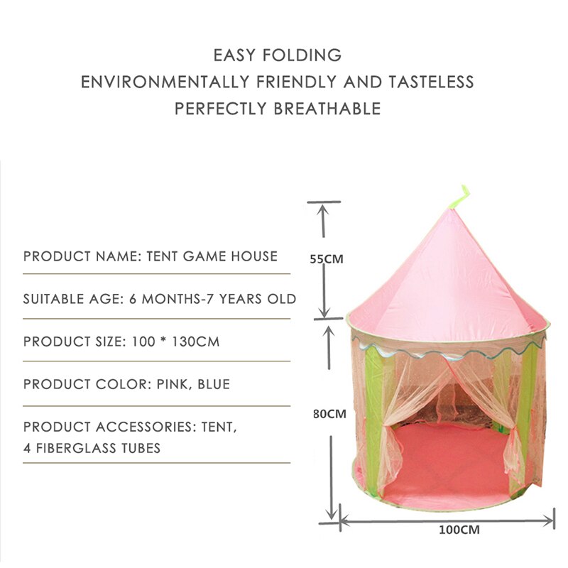 Children's Play Tent Portable Princess Tent Dry Pool Wigwam Girl's Castle Playhouse Outdoor Garden Kids Folding Beach Tent